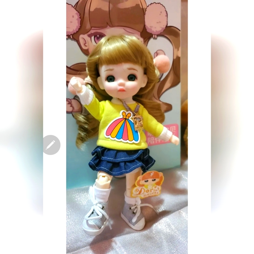 22.5cm 1/8  9 inch. BJD Doll Girl Handmade Clothes Shoes  Face Makeup New/Box